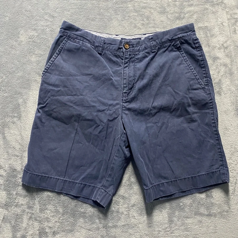 Tommy Hilfiger Shorts Mens 34 Chino Navy Blue Flat Front Cotton Made in 2016